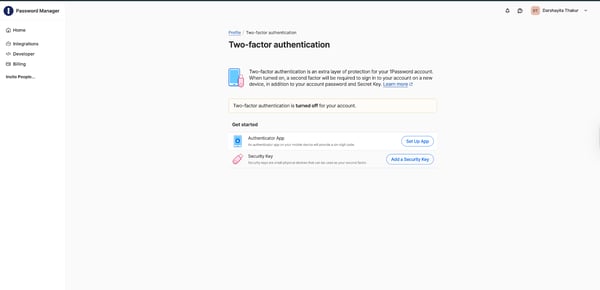1Password authentication methods