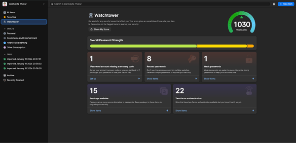 1Password reports