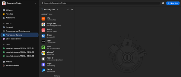 1Password vault organization