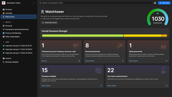 1Password watchtower