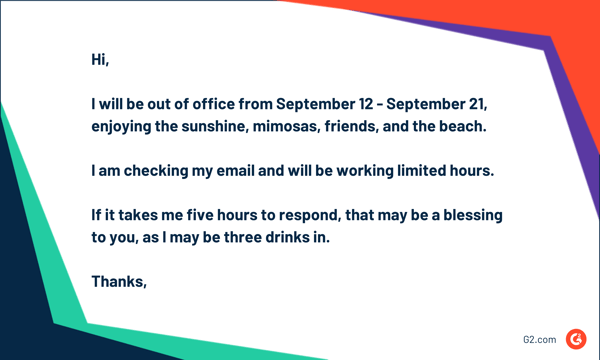 amusing out-of-office message example