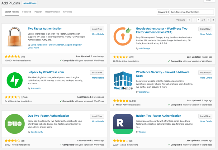 WordPress plugins for two-factor authentication