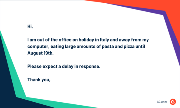 simple and straight out-of-office message example