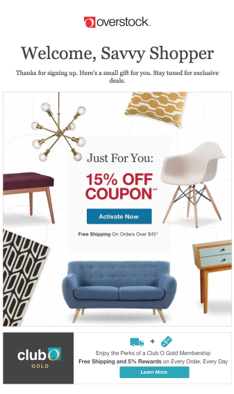 overstock welcome email