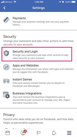 change facebook password step 5