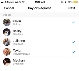 select friends for facebook payment