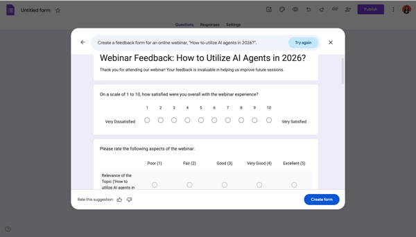 AI Assisted Google Form creation