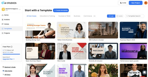 AI Studios templates