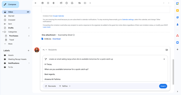 AI and automation focus in Gmail
