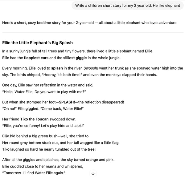 AI generated text example for synthetic media