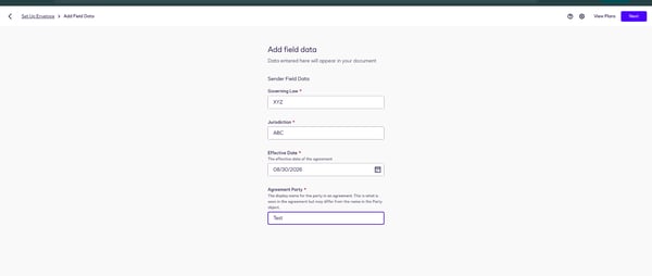Add field data on Docusign