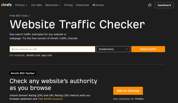 Ahrefs traffic checker