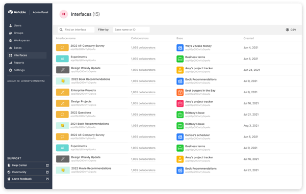 Interfaces in Airtable