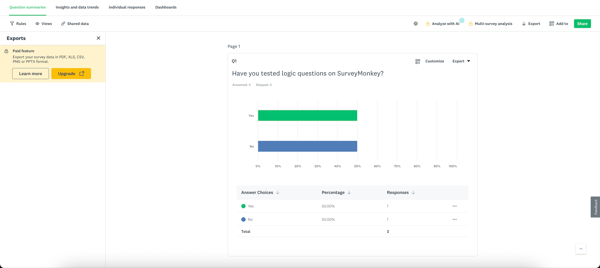 Analyzing survey data in SurveyMonkey