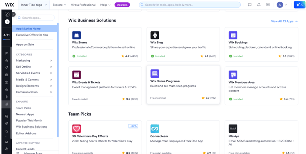 Apps on Wix