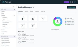 Apptega policy management dashboard
