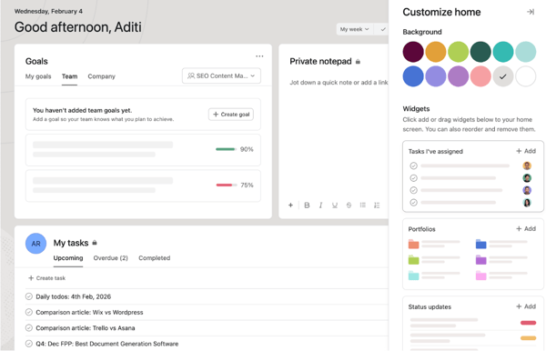 Asana customization