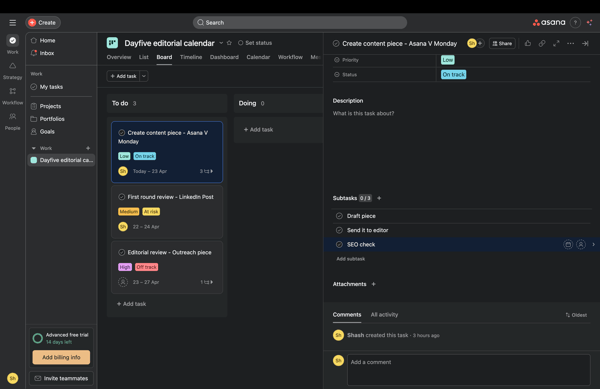 Asana task management