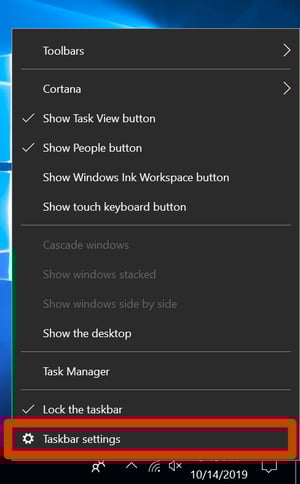 Taskbar Settings in Windows 10