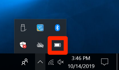 Battery Icon in Windows 10 Taskbar