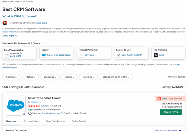 Best CRM software on G2