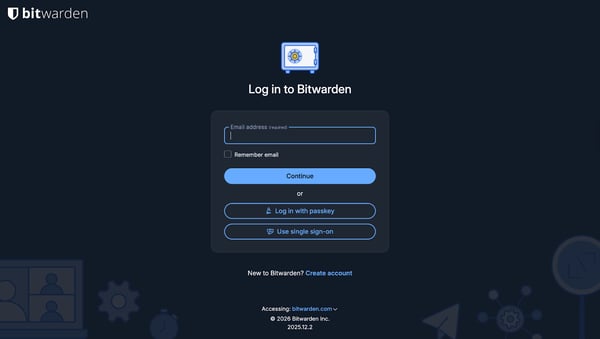 Bitwarden account creation