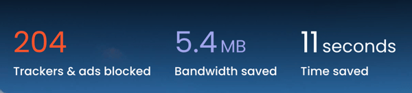 Brave stats on Ads and trackers blocked
