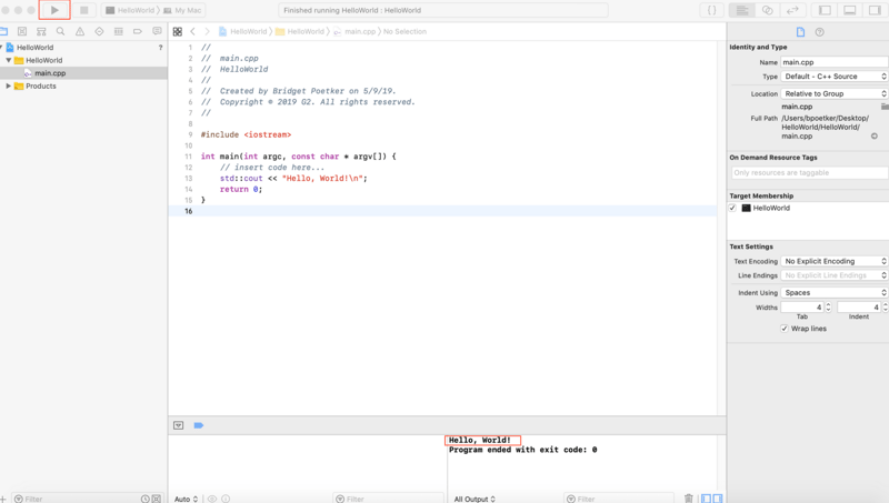 C++ hello world tutorial for beginners