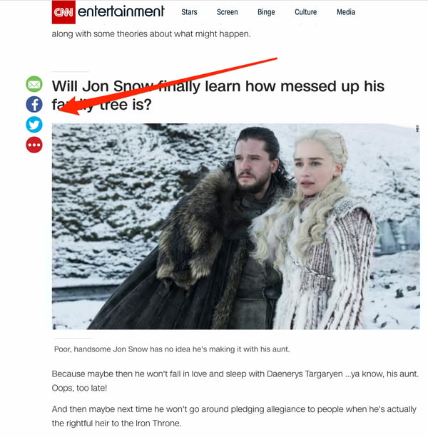 Social Sharing CTAs on CNN