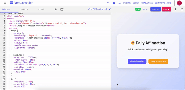 ChatGPT coding task