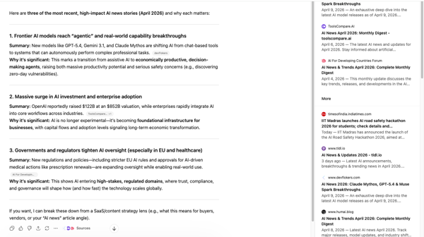 ChatGPT real time web search