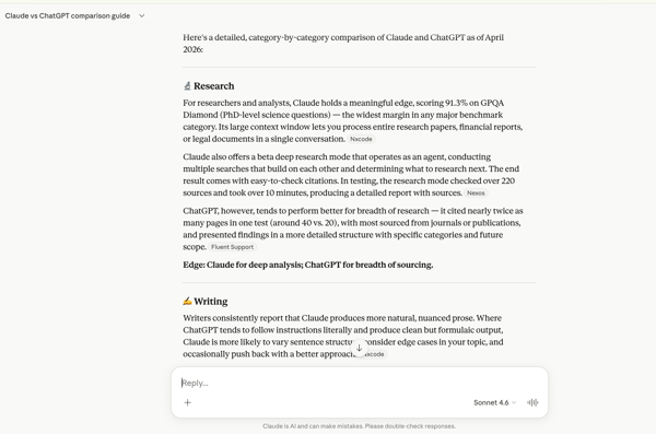 Claude vs Chatpgt for research