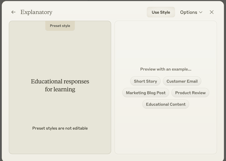 Claudes option to customize style and tone