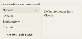 Claudes option to customize style