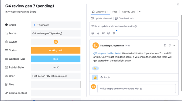 Collaboration on monday.com