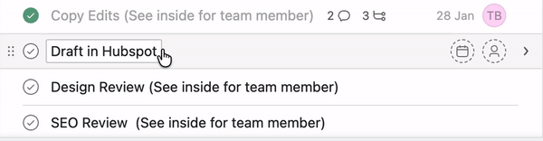 Completing tasks on Asana
