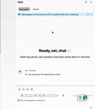 Webex in meeting chat