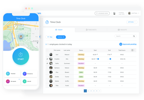 Connecteam time clock function