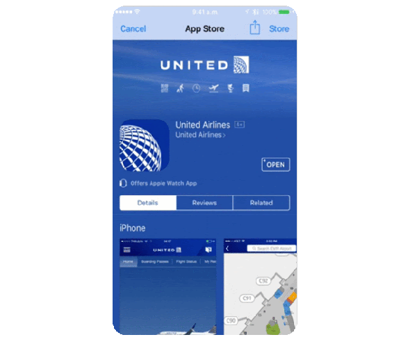 united airlines app