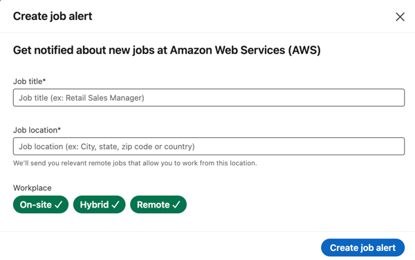 Creating job alerts on LinkedIn Job Search