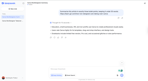 DeepSeek summarization task