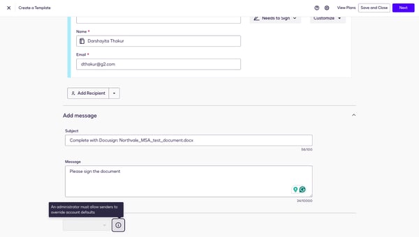 Default workflow on Docusign