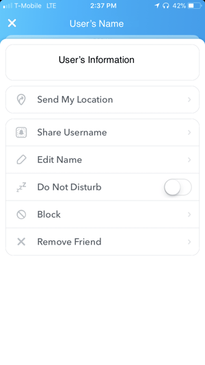 Delete or block Snapchat friend 2