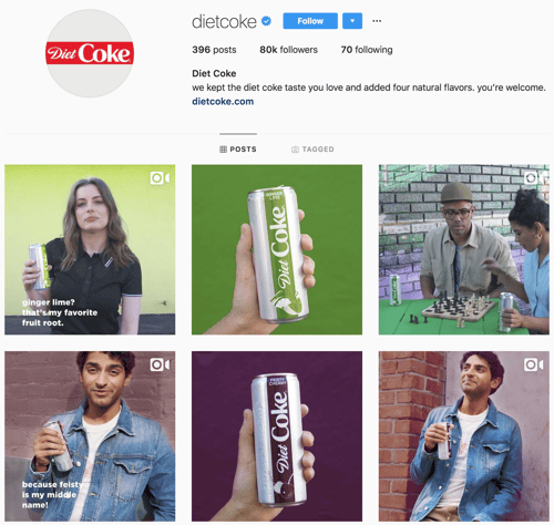 Diet Coke product announcement Instagram