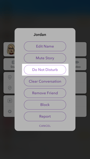 press snapchats Do not disturb button