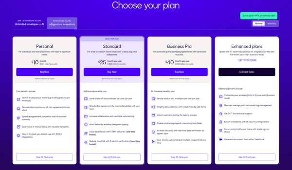 Docusign pricing