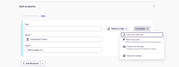 Docusign signature options