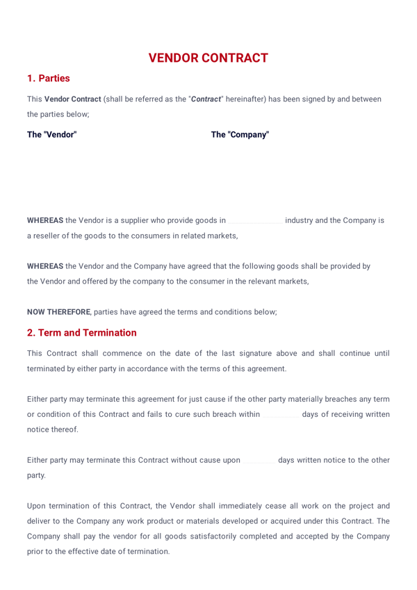 Example of contract template