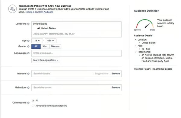 Facebook for Business target ads