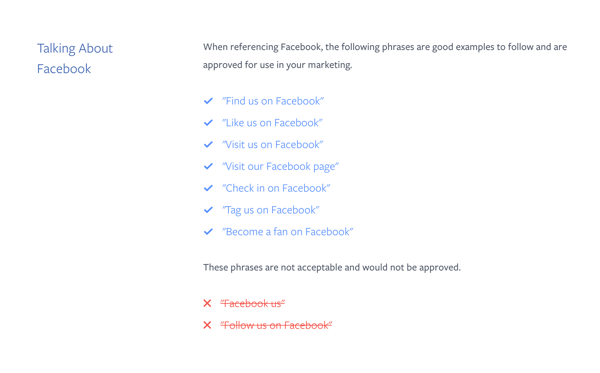 Facebook Style Guide Example